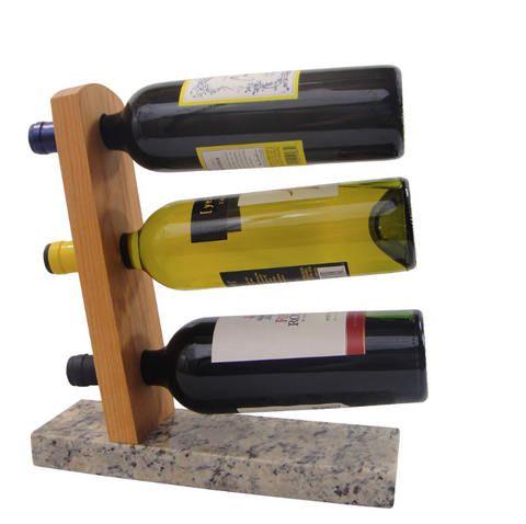 Tabletop Wine Rack - Reclaimed Granite and Sustainably Harvested Cherry Wood