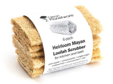 Single Loofah Gentle Scrubber - for Kitchen & Bath, Natural Heirloom Mayan