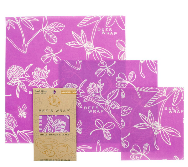 Bee's Wrap Reuseable Sustainable Food Wrap- 3-pack S,M,L | Purple Clover