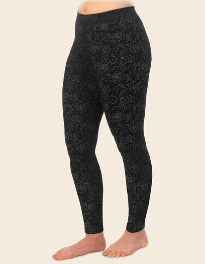 Flourish Print Organic Cotton Leggings, Black, by Maggie's Organics