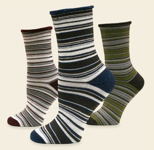 Striped organic merino wool snuggle socks