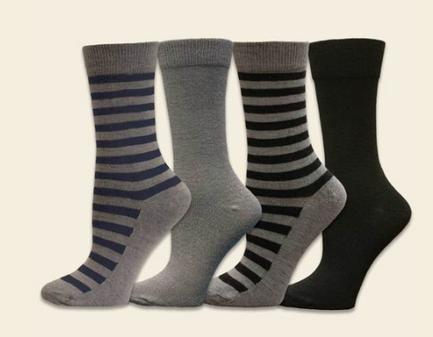 Organic Wool Crew Socks - Striped or Black