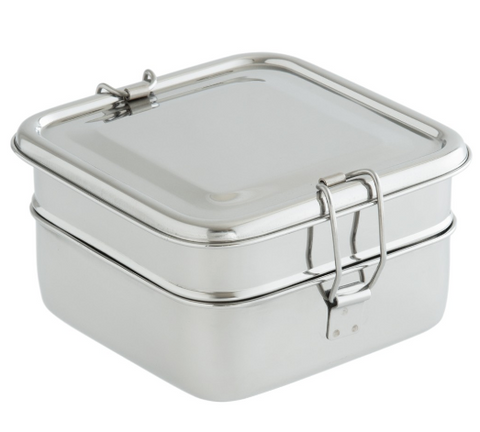 Square stainless steel lunchbox with no plastic
