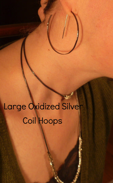 Oxidized Recycled Silver Coil Hoop Earrings Sophie Hughes Jewelry