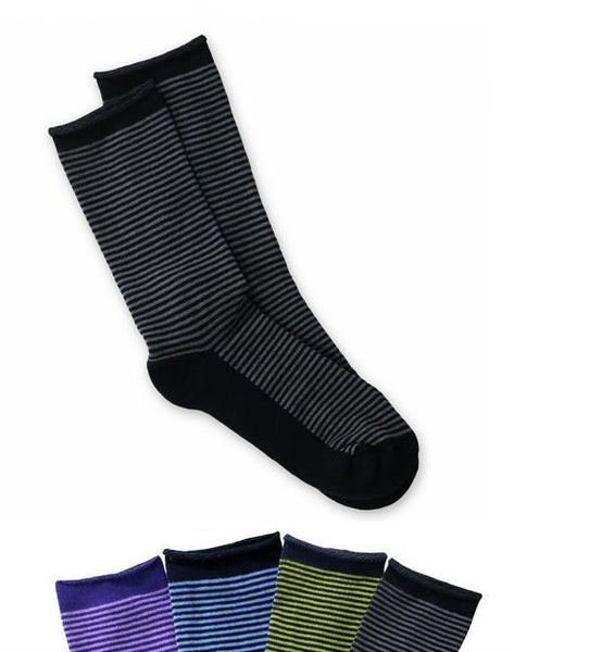 Cushion Striped Crew Socks - Organic Cotton - 4 Color Choices