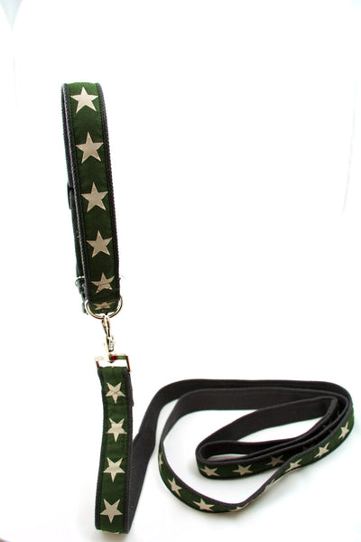 Kody Decorative Hemp Dog Collar - Green with Stars (also in Blue & Red), by earthdog