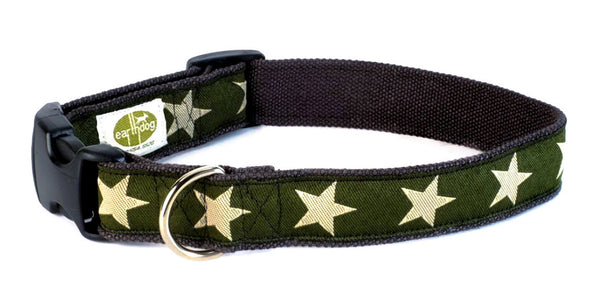 earthdog Kody Hemp Dog Collar - Green with stars | Upland Road