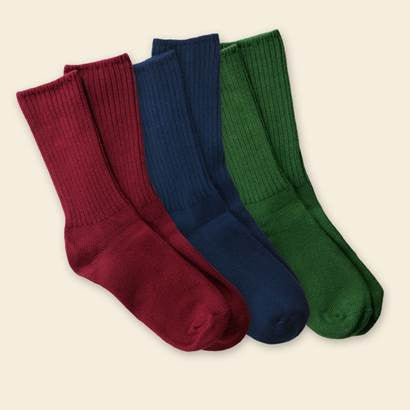 Organic Cotton Crew Socks - Tri-pack Forest, Raspberry & Navy-