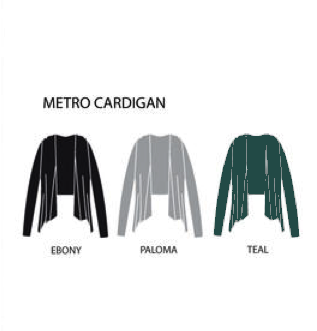 Metro Wrap, Organic cotton cardigan - Black, Teal and Paloma Grey