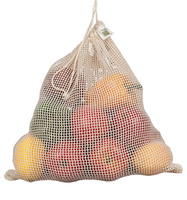 Organic Cotton Mesh Drawstring Produce Bag - Natural