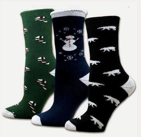 Organic Merino Wool "Snuggle" Socks - Unisex: Polar Bear, Snowman, Candy Cane