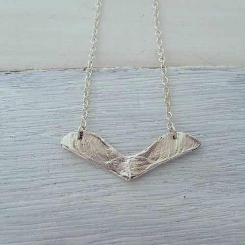 Double Maple Seed Samara Necklace - recycled silver